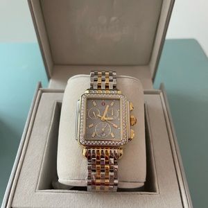 New Michele Deco Two-Tone Diamond Stainless Steel Ladies Watch MWW06A000785.